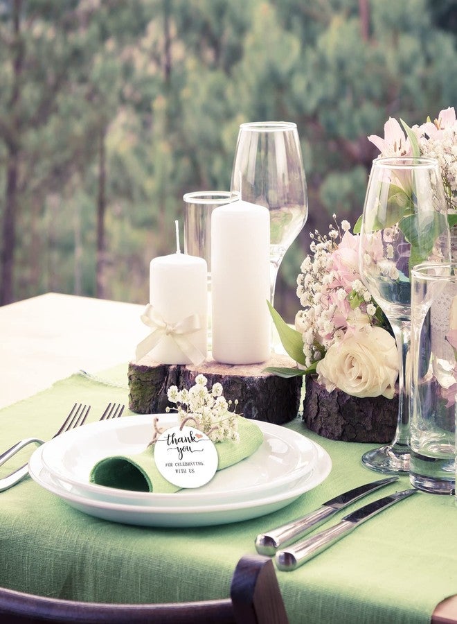 Whaline 100Pcs Thank You Gift Tags Round Shape Paper Tags Bronzing Heart Hanging Labels Heart Script Name Tags Cardstock Tags with String for Baby Bridal Shower Birthday Wedding DIY Gift Party Favor - Image 5